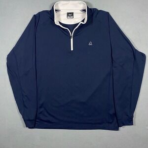 Deolax Mens XXL Blue Quarter Zip Golf‎ Pullover Long Sleeve Performance